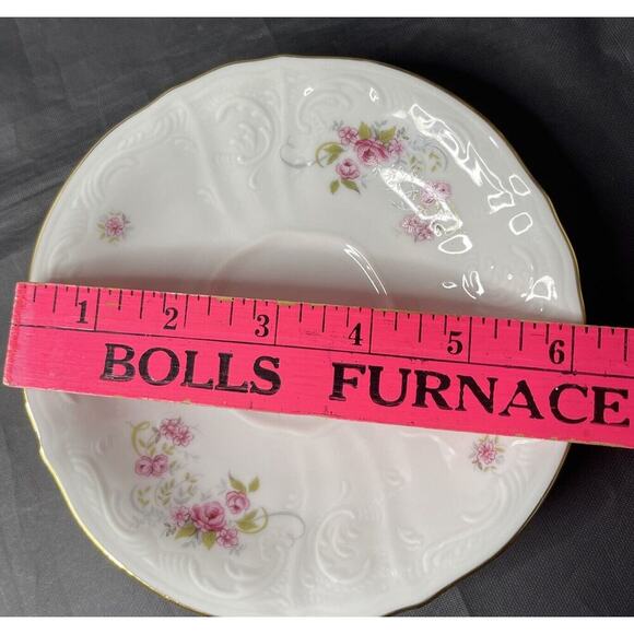 Vintage Bernadotte Porcelain Fine China‎ Cup and Saucer Rose Pattern w Gold Trim - Picture 9 of 10